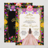 Invitation Fond sombre rose blush Dess Anniversaire mexicain (Devant / Derrière)