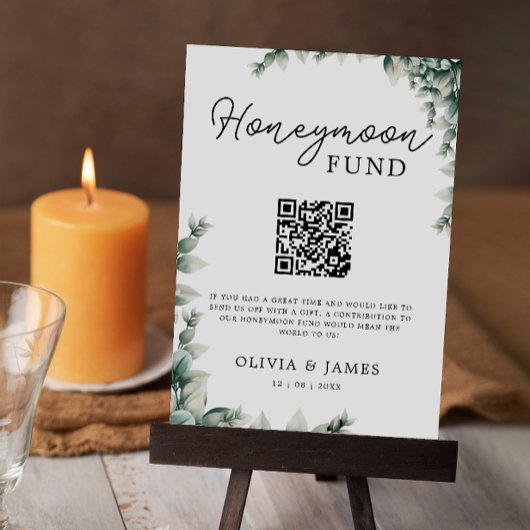 Invitation Fonds de Lune de Miel verte SIGNE QR Code, Mariage