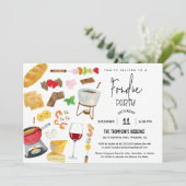 Invitation Fondue au vin pour fête au fromage Dîner de fête T (Debout devant)