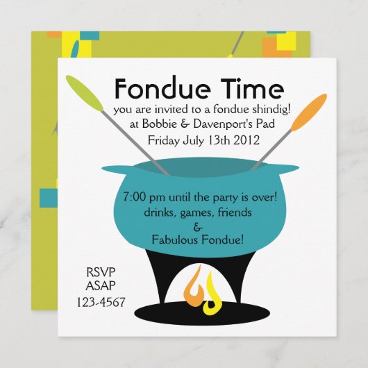 Invitation Fondue Time ! (Devant / Derrière)