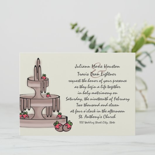 Invitation Fontaine à Chocolat et Fraises (Debout devant)