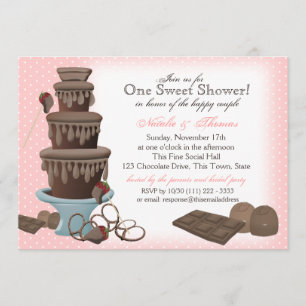 Invitation Fontaine de chocolat Fête des mariées rose