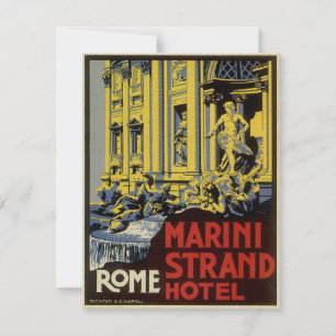 Invitation Fontaine de Trevi vintage, Hôtel Marini Strand, Ro