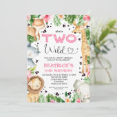 Invitation Fonte de coeur Foliage floral Safari Deux Annivers (Debout devant)