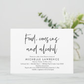 Invitation Food, Cousins and Alcohol, Casual Bridal Shower (Debout devant)