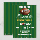 Invitation Football 1ère année bas premier garçon Anniversair (Devant / Derrière)