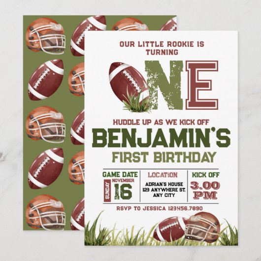 Invitation Football 1ère année de bas de football (Devant / Derrière)