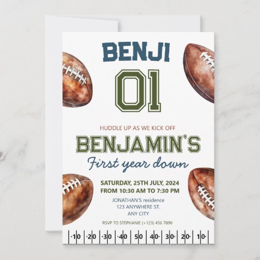 Invitation Football 1ère année de bas de football (Devant)