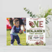 Invitation Football 1ère année photo bas fête d'anniversaire (Debout devant)