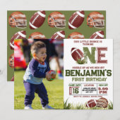 Invitation Football 1ère année photo bas fête d'anniversaire (Devant / Derrière)