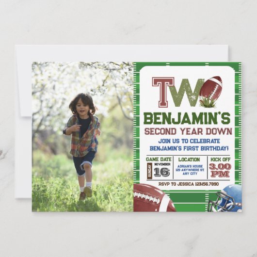 Invitation Football 2e année photo bas Anniversaire (Devant)