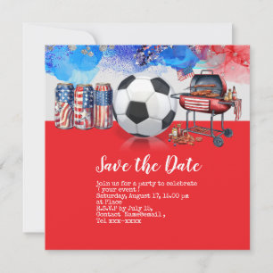 Invitation Football 4 juillet Jour de l'Indépendance Amérique