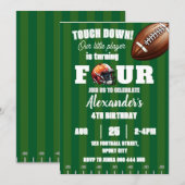 Invitation Football 4e anniversaire Sports américains Touch D (Devant / Derrière)