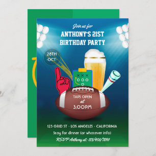 Invitation Football adulte fête d'anniversaire