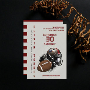 Invitation Football américain Baby shower rouge et noir
