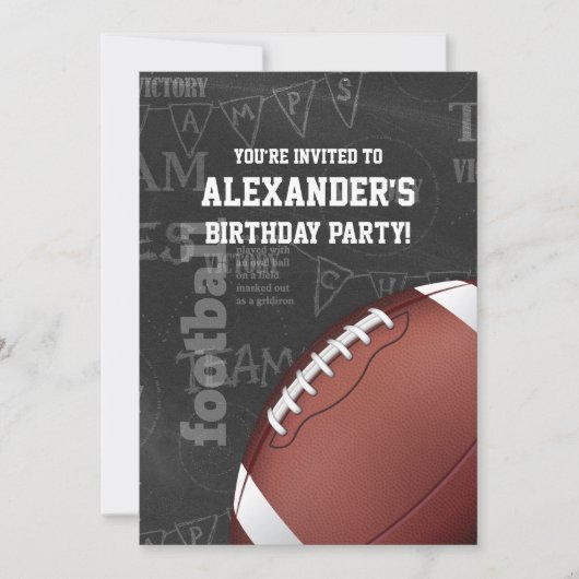Invitation Football américain Personalized Chalkboard (Devant)