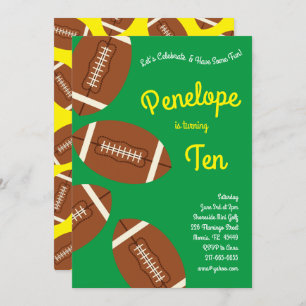 Invitation Football Anniversaire de enfant Party Sports Green