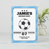 Invitation Football Anniversaire de enfant simple bleu (Debout devant)