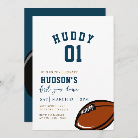 Invitation Football Anniversaire, Première Année En Bas, Jeu  (Devant / Derrière)