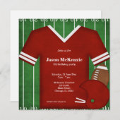 Invitation Football Anniversaire (Rouge) (Devant / Derrière)