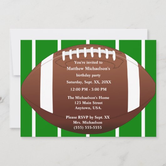 Invitation Football avec Green Football Field (Devant)