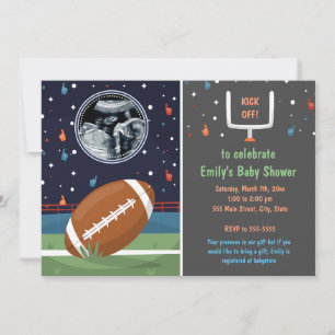 Invitation football avec photo garçon baby shower