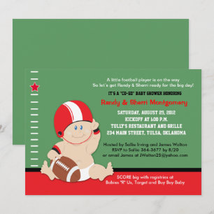 Invitation Football Baby (rouge/noir) Baby shower sportif