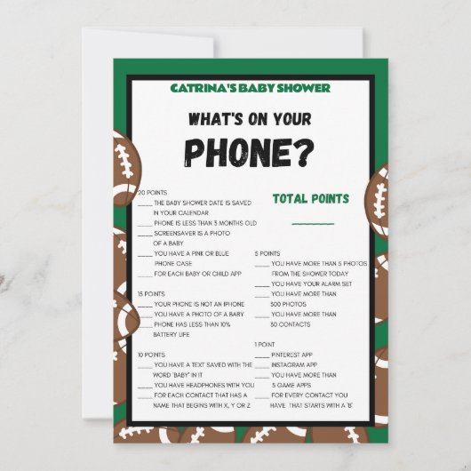 Invitation Football Baby shower Jeu, Soccer - Nom modifiable, (Devant)