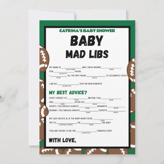 Invitation Football Baby shower Jeu, Soccer - Nom modifiable, (Devant)