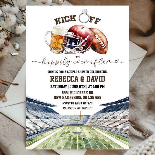 Invitation Football Beers Kick Off Couple Shower