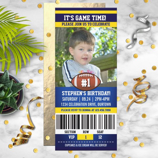 Invitation Football Birthday Photo Template