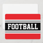 Invitation FOOTBALL Bright Red Black White Racing Stripes (Devant / Derrière)