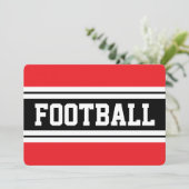 Invitation FOOTBALL Bright Red Black White Racing Stripes (Debout devant)