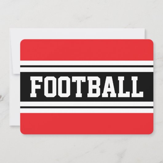 Invitation FOOTBALL Bright Red Black White Racing Stripes (Devant)
