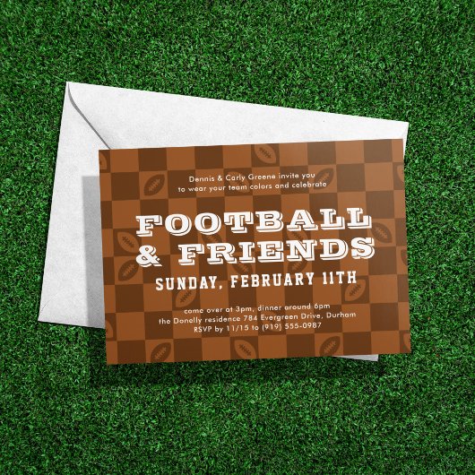 Invitation Football Checboard Big Game Watch Party