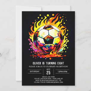 Invitation Football coloré Enfants éditable Anniversaire