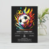 Invitation Football coloré Enfants éditable Anniversaire (Debout devant)