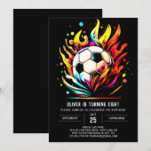 Invitation Football coloré Enfants éditable Anniversaire (Devant / Derrière)