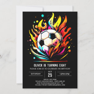 Invitation Football coloré Enfants éditable Anniversaire