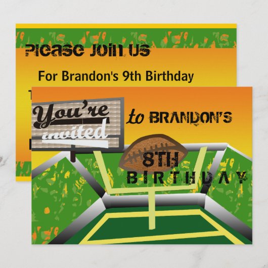 Invitation Football d'anniversaire (Devant / Derrière)