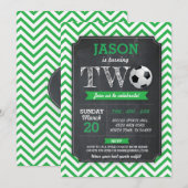 Invitation Football de l'anniversaire DEUX de partie (Devant / Derrière)