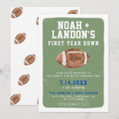 Invitation Football de première année, Twin 1er anniversaire (Devant / Derrière)