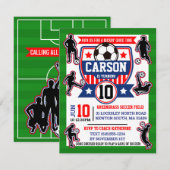 Invitation Football de terrain garçons fête d'anniversaire (Devant / Derrière)