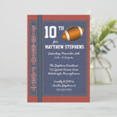 Invitation Football Denim Bricks Sport rustique Anniversaire (Debout devant)