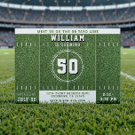 Invitation Football Field 50 Yard Line 50th Birthday Party<br><div class="desc">Rencontrez-nous sur la ligne de 50 mètres avec cette invitation de fête du 50e anniversaire du terrain de football. Parfait pour les amateurs de sport, ce design ouvre la voie à une fête amusante et mémorable. Personnalisez-le avec les détails de l'événement pour créer une invitation qui a de grandes scores...</div>