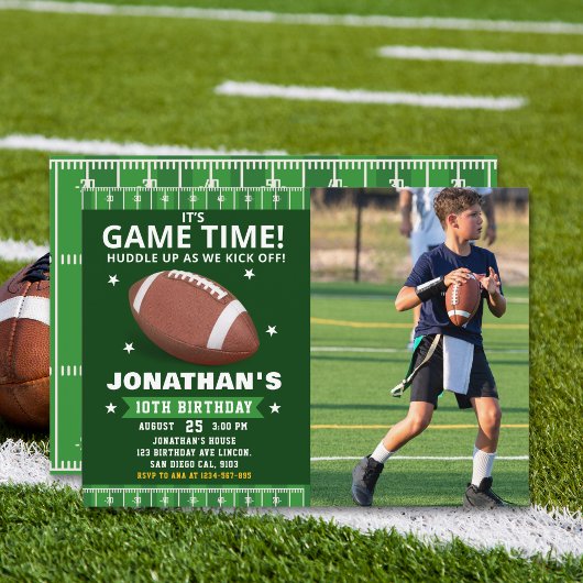 Invitation  Football Field Birthday boy with Photo