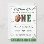 Invitation Football First Birthday Invite, First Year Down In (Devant)