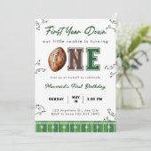 Invitation Football First Birthday Invite, First Year Down In (Debout devant)