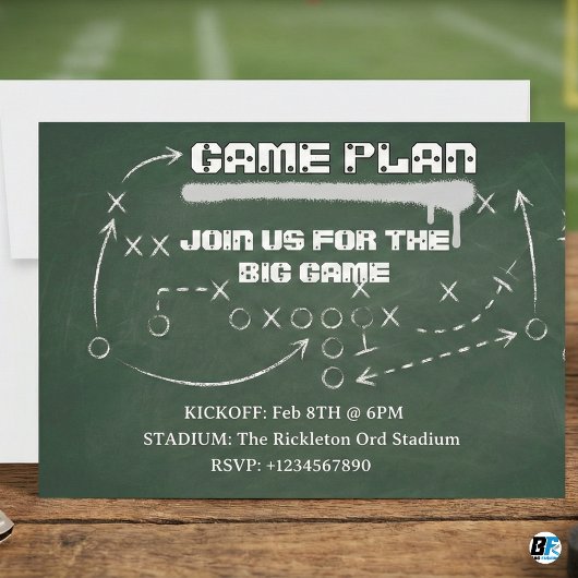Invitation Football Game Plan Chalkboard Big Game Party