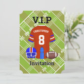 Invitation Football Jersey et pitch Anniversaire rouge (Debout devant)